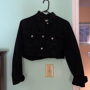 Black cropped jean jacket